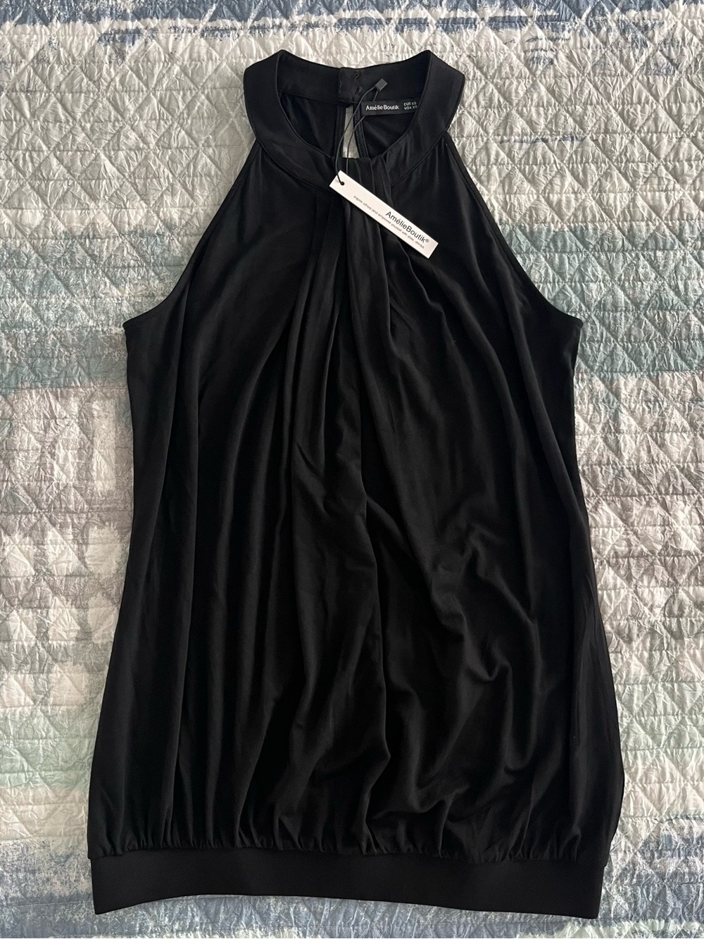 NWT AMELIE BOUTIK Black Halter Neck Blouse 10078